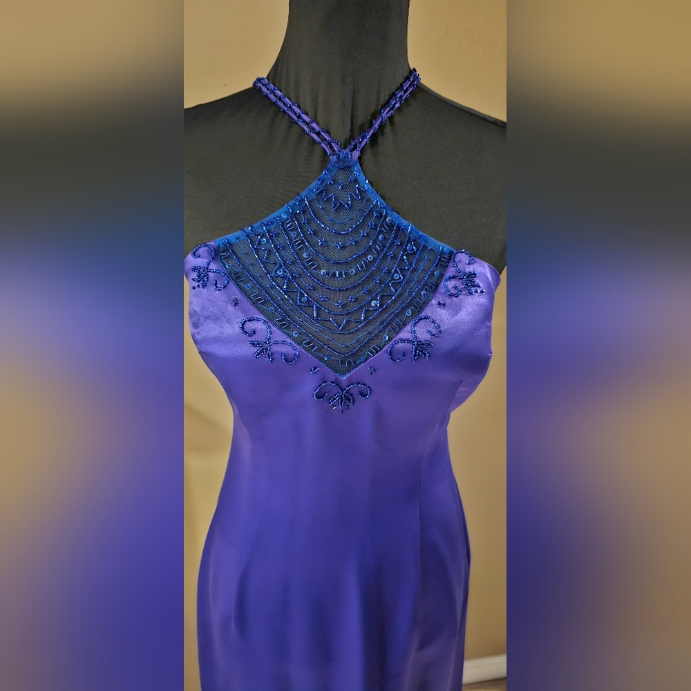 Elegant Purple Halter Dress - Picture 2 of 7